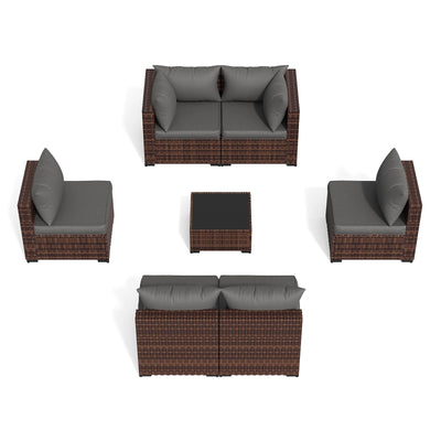 Patio Furniture Set, Outdoor Patio Furniture Wicker Furniture Couch Set, 7 Pieces Outdoor Sectional Sofa, Patio Furniture Set, Outdoor Patio Set for Home Furniture (Grey)