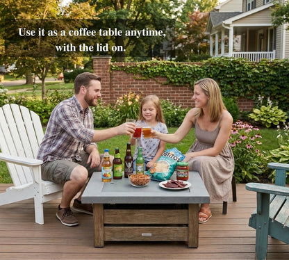 34" Wood Burning Fire Pit, Outdoor Fire Pit Table for Patio Backyard Garden, Large Square Fire Pit for Outside, Metal Firepit with Removable Lid, Mesh Cover, Poker