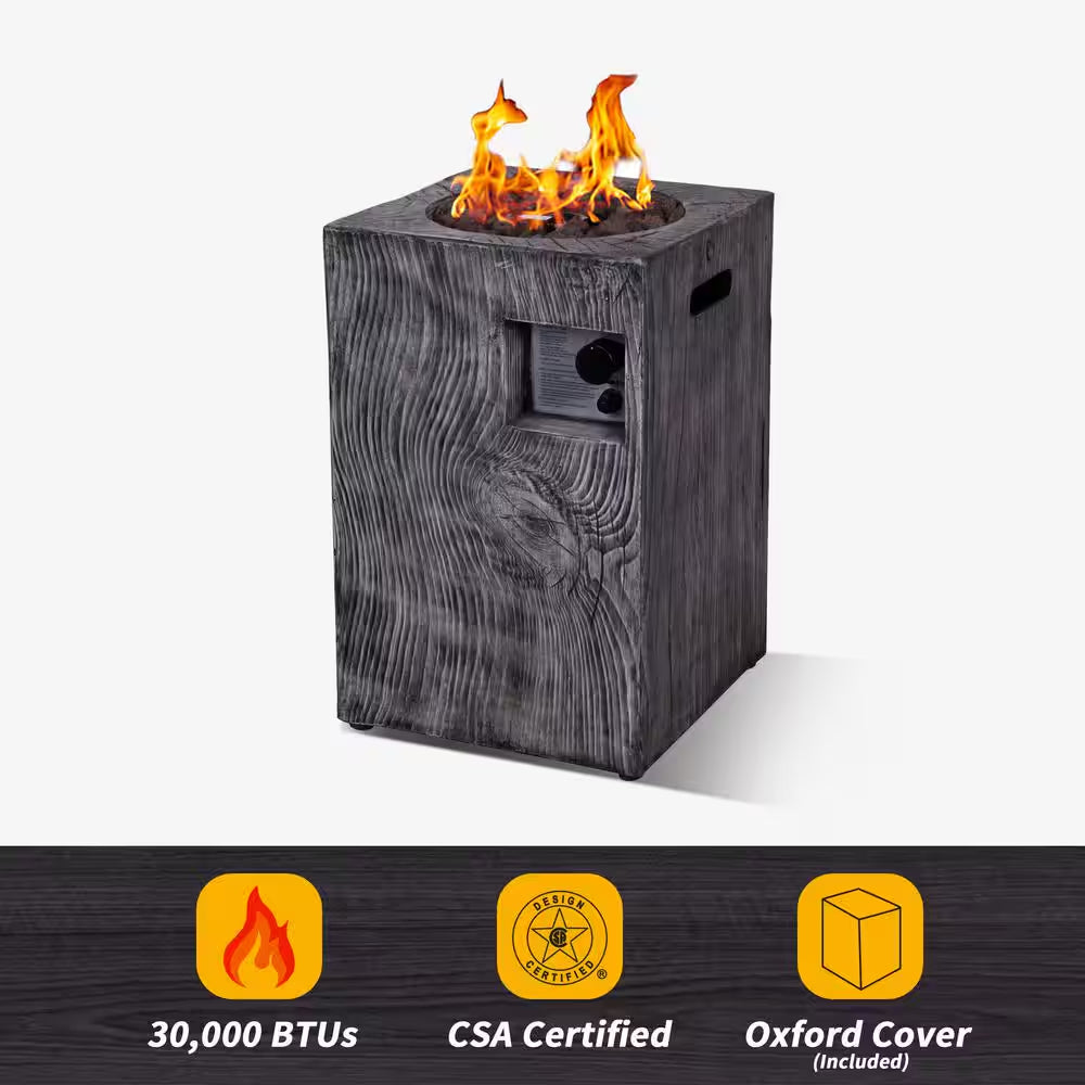 Outdoor Propane Fire Pit, 30000 BTU Column Propane Fire Pit, Wood-Look Surface