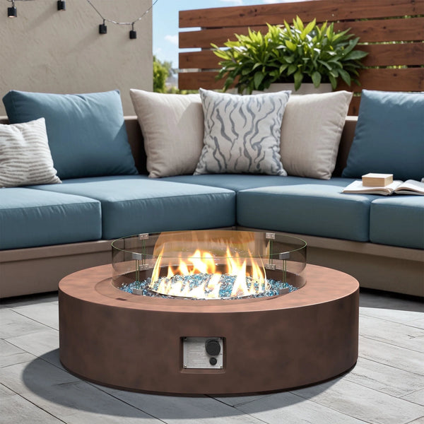 41''Round Fire Pit Table,50000 BTU Outdoor Propane Patio Fire Pit