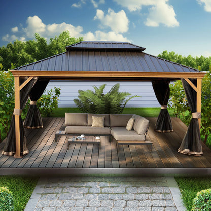 Apollo 12-Ft X 12-Ft Hardtop Roof Aluminum Gazebo (Screen Included)