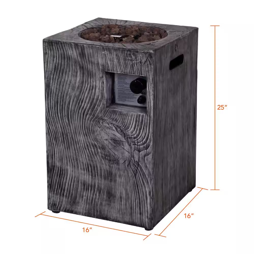 Outdoor Propane Fire Pit, 30000 BTU Column Propane Fire Pit, Wood-Look Surface