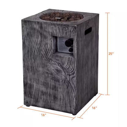 Outdoor Propane Fire Pit, 30000 BTU Column Propane Fire Pit, Wood-Look Surface