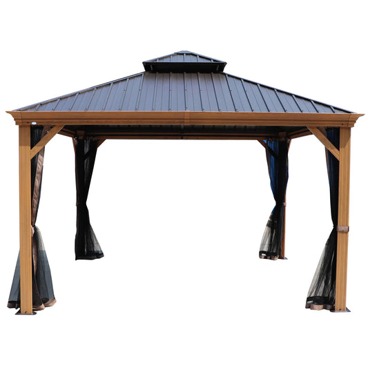 Apollo 12-Ft X 12-Ft Hardtop Roof Aluminum Gazebo (Screen Included)