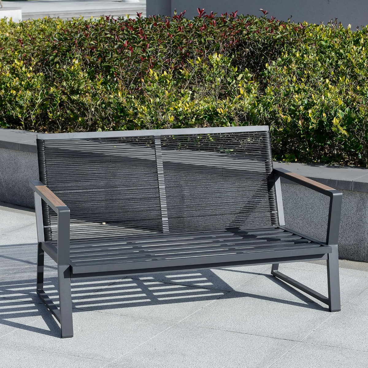 4 Piece Patio Furniture Set, Aluminum Conversation Set, Dark Grey