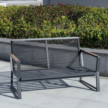 4 Piece Patio Furniture Set, Aluminum Conversation Set, Dark Grey