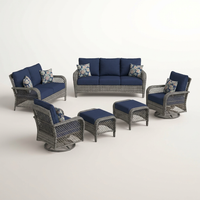 Patio Conversation Set Built for Outdoor Living, 6-Piece Seating, Steel Frame, High-Density Cushions — Studio Shot
