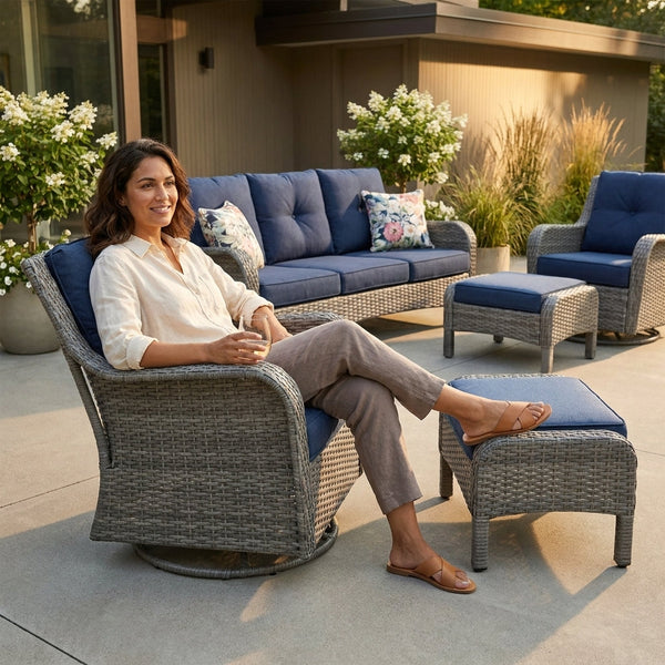 Patio Conversation Set Built for Outdoor Living, 6-Piece Seating, Steel Frame, High-Density Cushions
