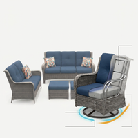 Patio Furniture Set 6-Piece Outdoor Patio Conversation Set with Blue Cushions Lawn Furniture — How It Works