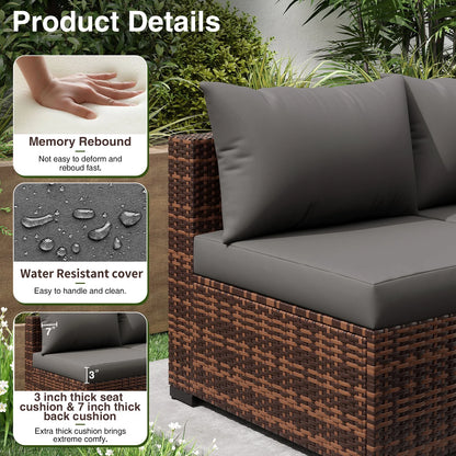 Patio Furniture Set, Outdoor Patio Furniture Wicker Furniture Couch Set, 7 Pieces Outdoor Sectional Sofa, Patio Furniture Set, Outdoor Patio Set for Home Furniture (Grey)
