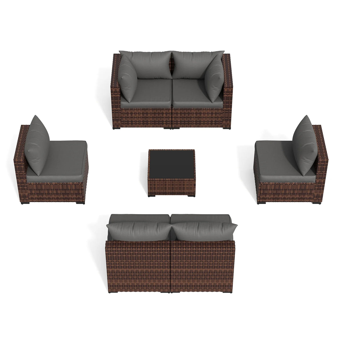 Patio Furniture Set, Outdoor Patio Furniture Wicker Furniture Couch Set, 7 Pieces Outdoor Sectional Sofa, Patio Furniture Set, Outdoor Patio Set for Home Furniture (Grey)