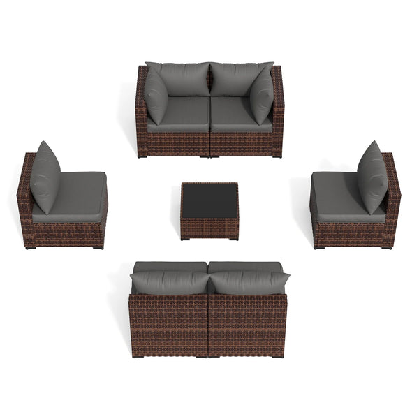 Patio Furniture Set, Outdoor Patio Furniture Wicker Furniture Couch Set, 7 Pieces Outdoor Sectional Sofa, Patio Furniture Set, Outdoor Patio Set for Home Furniture (Grey)