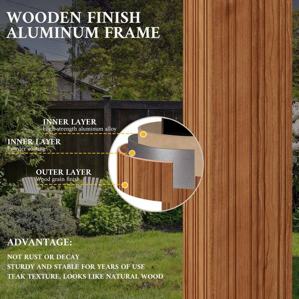14 Ft. X 22 Ft. Double Galvanized Steel Roof Aluminum Wood-Looking Frame Outdoor Patio Hardtop Gazeb
