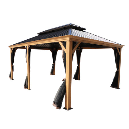 Apollo 12-Ft X 12-Ft Hardtop Roof Aluminum Gazebo (Screen Included)