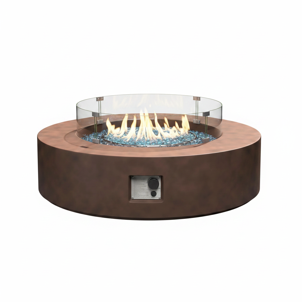 41''Round Fire Pit Table,50000 BTU Outdoor Propane Patio Fire Pit